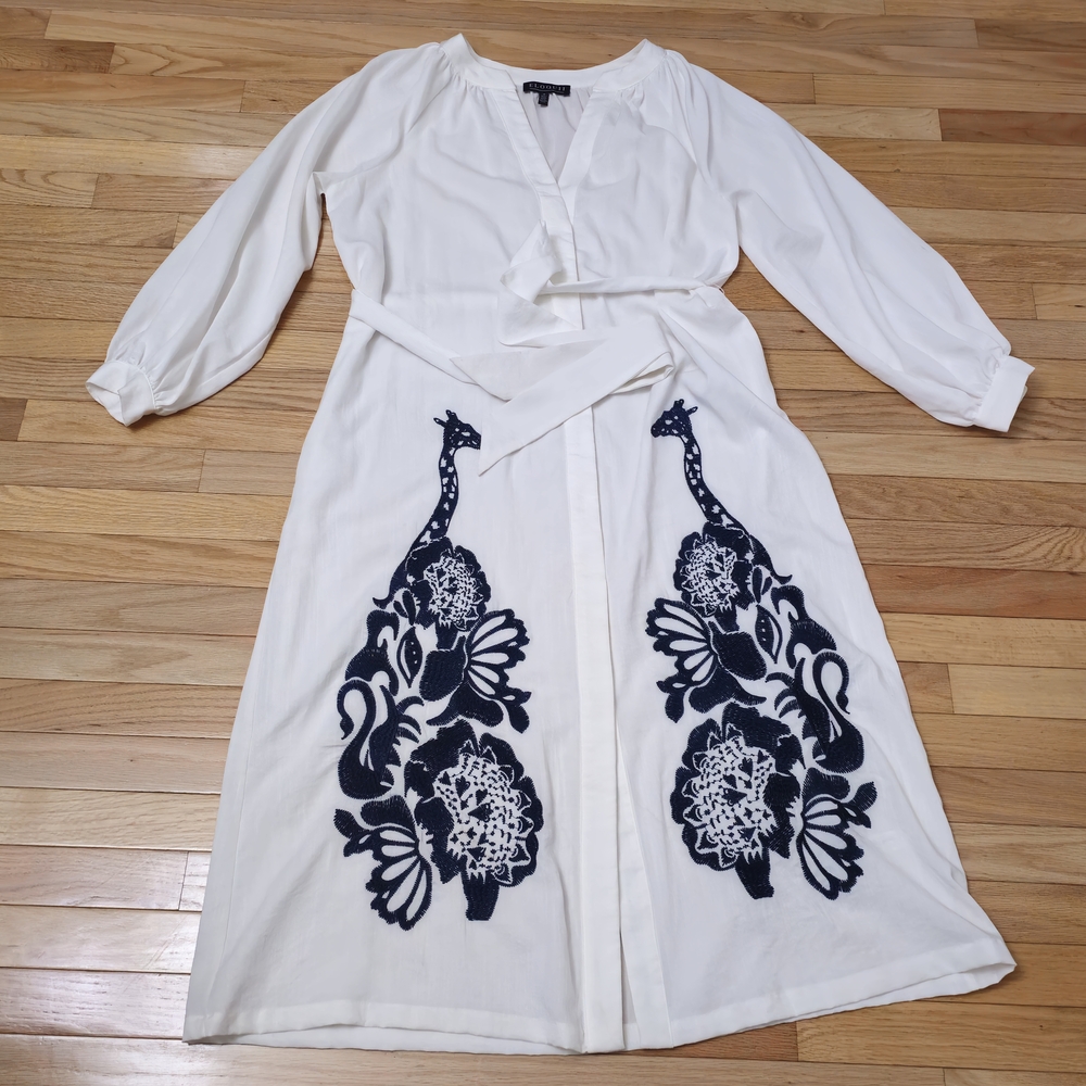 Eloquii Ivory Maxi Dress with Navy Giraffe Floral Motif - Picture 7 of 14